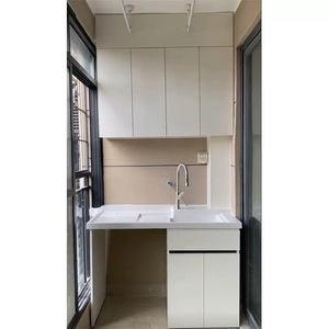 Mueble de Almacenamiento para Balcón de Aluminio Resistente: Mueble para Lavadora con Superficie de Cuarzo Anti-Rayaduras 120*63, Construcción de Aluminio - Product Image 5