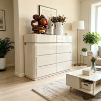 Meuble à chaussures moderne en MDF avec 8 tiroirs, finition brillante, panneaux en bois durables, écologique, minimaliste, pour chambre à coucher, salon, appartement