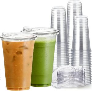 Gobelets en plastique jetables personnalisés de 12, 16, 24, 32 oz pour café glacé, jus, bubble tea, desserts et boissons de fête, avec couvercles - Product Image 1