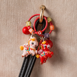 Llavero del Año del Caballo con Colgante de Campana de Poni, de Resina, Temática Animal, Regalo para Estudiantes, Adorno para Mochila - Product Image 3