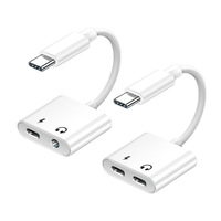 Adaptateur audio numérique 2-en-1 Type-C vers 3,5 mm et convertisseur de prise casque Premium Modèle T21 Compatible pour la charge et l'audio