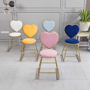 Nordic Creative Heart-Shaped <b>Chair</b> Ironwork Dining <b>Chair</b> Gold <b>Dressing</b> Table <b>Chair</b> Simple Velvet <b>Chair</b> - Product Image 1