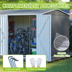 Caseta de <span class=keywords><strong>Almacenamiento</strong></span> <span class=keywords><strong>Exterior</strong></span> Moderna y Ecológica de 8x12 Pies, Estructura de Acero Resistente con Puertas Abatibles y Ventilaciones para Jardín o Patio - Product Image 5