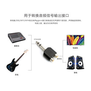 Adaptador de audio hembra de 6,35 mm a 2 RCA de alta fidelidad para conexión de micrófono - Product Image 4