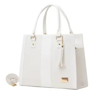Sac à main pour femme Fana Aisha M3701 blanc 33 cm, design classique avec pompon, usage quotidien - Product Image 4