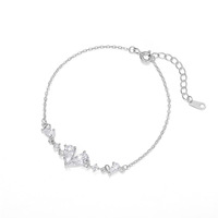 Bracelets à breloques en argent sterling 925 plaqué rhodium, design cœur, pour femmes, avec zircons étincelants, cadeau idéal pour fêtes et mariages