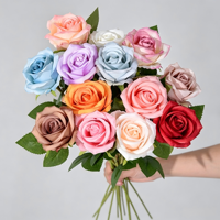 LUYI Flores Artificiales de Rosa Pequeña Hechas a Mano de Terciopelo Multicolor Realistas de Alta Calidad, 50 cm, Tacto Real, Clásicas para Bodas y Hogar