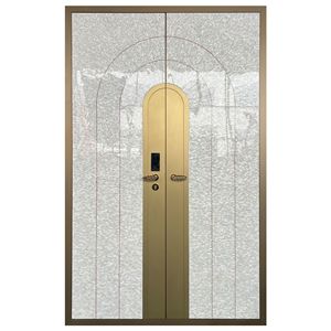 Puerta <span class=keywords><strong>de</strong></span> entrada doble <span class=keywords><strong>de</strong></span> aluminio fundido <span class=keywords><strong>de</strong></span> lujo italiana con panel <span class=keywords><strong>de</strong></span> nácar natural y empalme arqueado. Puertas <span class=keywords><strong>de</strong></span> casa en aluminio. - Product Image 1