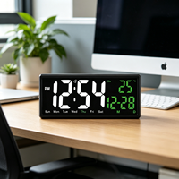 Jam Dinding Gaya Eropa dengan Layar LED Karakter Besar Definisi Tinggi, Jam Digital Elektronik, Kalender Abadi.