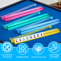 MeldVerse Luxe : Empileurs de Mahjong – Style Américain Tout-en-un, Plateaux en Acrylique Quatre Couleurs Durables, Bras Intégrés, Sac de Rangement