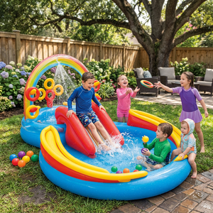 Centro <span class=keywords><strong>de</strong></span> Juegos Inflable INTEX 57453 Rainbow Ring, Piscina con Tobogán y Aspersor <span class=keywords><strong>de</strong></span> Agua para Niños, Juguete <span class=keywords><strong>de</strong></span> Verano para Exteriores - Product Image 2