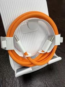 Kabel Pengisi Daya Ponsel 60W Oranye dengan Jalinan Nilon, Kabel Pengisi Daya PD Tipe C ke USB C untuk iPhone 17 Pro Max 16 15 - Product Image 3