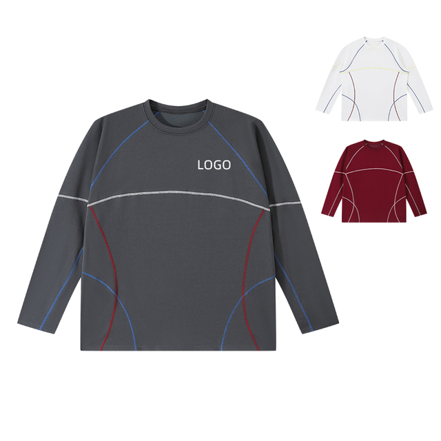 Wholesale Men's Clothes Streetwear Long Sleeve t Shirt Custom Shirt Oversize O-neck Sports Gym Clothes Supplier Cotton T-shirts