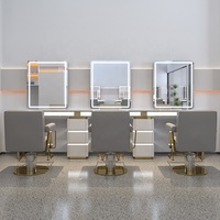 Miroir de salon de coiffure haut de gamme Table de miroir de salon de coiffure Table de miroir de repassage et de teinture spéciale en acier inoxydable