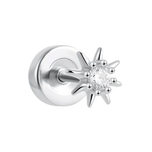 Pendientes de tuerca de acero inoxidable de oro de 18 quilates que combinan con todo en Europa y Estados Unidos con hueso del oído de circón estilo religioso nicho de oreja única - Product Image 5