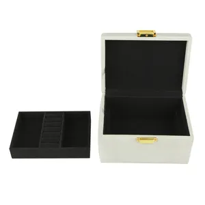 Caixa de couro de joias personalizada, com fechadura, acessórios para colar e armazenamento de joias