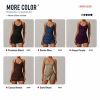 Robe de tennis personnalisée OEM pour femme avec short intégré, coussinets de soutien-gorge amovibles, décolleté en V profond et dos croisé, tenue de sport/yoga