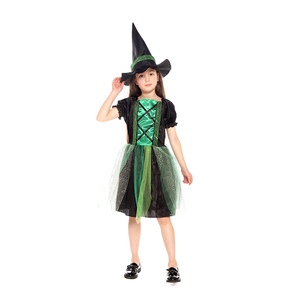 Costume da Piccola Strega per Bambini, Travestimento per Halloween Ispirato a Film e Serie <span class=keywords><strong>TV</strong></span>, Verde con Nero - Product Image 3