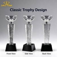 Trophée en cristal personnalisé, coupe de champion, trophée sportif en verre avec base noire, trophée de tournoi gravé personnalisé