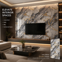 Panneau mural en PVC MORLENX gris, blanc et or, effet marbre craquelé UV, pour la décoration des halls d'hôtel et des murs décoratifs