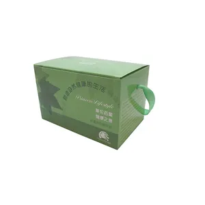 Boîtes de papier d'emballage de médicaments avec impression de logo personnalisé de mode de recyclage vert avec poignée boîte de papier en gros pour l'emballage