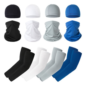 Summer <b>Sunscreen</b> Sports Face Mask Ice Silk Sleeves Hat Set Breathable Quick Drying Cycling Outdoor Gear Adult Unisex - Product Image 3