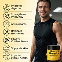 Gummies au miel sans sucre pour hommes, avec Shilajit pur, Ashwagandha et mousse de mer, sans OGM, sans gluten, complément alimentaire, 60 unités