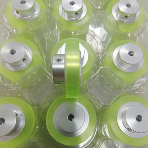 Roue d'encodeur en aluminium 30-68 mm de diamètre extérieur, périmètre de 100 mm/200 mm, revêtement en PU 65A avec support de montage en forme de T pour encodeur rotatif - Product Image 1