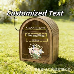 Wooden <b>Wedding</b> Post <b>Box</b> Acrylic Transparent Arched <b>Card</b> Holder For <b>Wedding</b> Decorations - Product Image 5