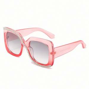 Gafas de Sol Cuadradas Vintage de Lujo con Logotipo Personalizado, Venta al Por Mayor de Fábrica, Gafas de Sol de Diamantes Extra Grandes con Protección UV400 para Mujer - Product Image 4