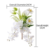 CF02051 Arrangement de fleurs artificielles orchidées tulipes ouvertes anthériums verdure pour décor à la maison élégant mariages salon bureau