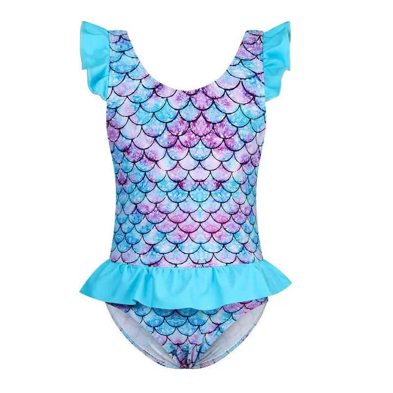 FREE SAMPLE Toddler Girl 1 Piece Swimsuit Infant Prints Sleeveless Ruffle Bathing Suit Waterproof Swimwear Miami Fabric