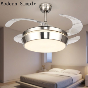 Ventilateur de plafond LED de 42 pouces, 4 pales, moteur à courant continu, télécommande, luminaire de chambre à coucher à intensité variable - Product Image 1