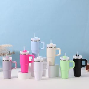 Venta al por mayor de tazas de doble pared con aislamiento al vacío para niños de 14oz Mini vaso de acero inoxidable con asa - Product Image 4