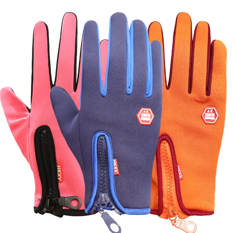 DS35-guantes de invierno con forro polar para hombre y mujer, manoplas de dedo completo, impermeables, antideslizantes, con cremallera, para acampar y ciclismo al aire libre