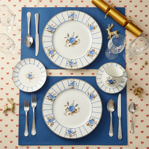 Juego de Vajilla de Porcelana China con Diseño de Rosas Azules Vintage, Plato de Cerámica con Rayas Retro, Taza de Café <span class=keywords><strong>y</strong></span> Tazón de Porcelana para Bodas <span class=keywords><strong>y</strong></span> Hoteles - Product Image 2