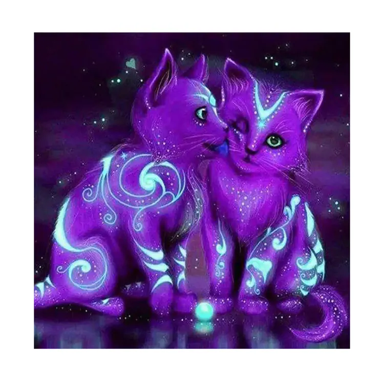 Hayvan tuval boyama duvar sanatı 5d elmas boyama kediler çift tatlı Diy tam matkaplar elmas boyama toptan