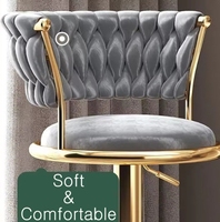 Tabourets de bar tissés en velours gris Chaises pivotantes à 360 ° à hauteur réglable Chaises îlot de cuisine