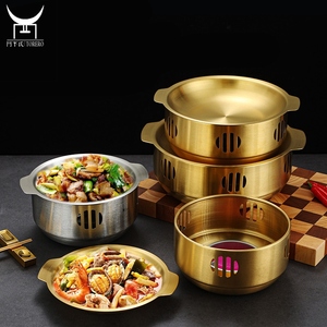 Fornello Rotondo Coreano per Riscaldamento Cibo, Barbecue e Isolamento con Manici, per Ristoranti all'Aperto, Riscaldamento ad Alcool, Antiscottatura - Product Image 1