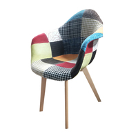 Silla de retales con patas de madera de haya, muebles para el hogar, material de tela, varios patrones, oferta de fábrica