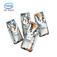 Sachet de café à fond plat imprimé sur mesure 100g 250g 500g 1kg 2kg avec valve unidirectionnelle, fermeture éclair, feuille d'aluminium de qualité alimentaire, haute barrière