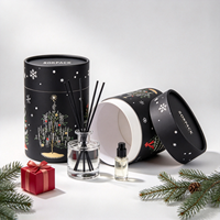 Boîte cylindrique en papier personnalisée pour Noël, emballage cadeau rigide rond pour diffuseur de parfum, bougie, boîte en papier imprimée OEM