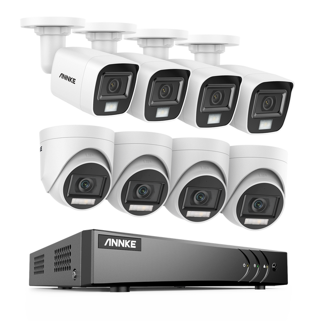 ANNKE 8CH CCTV Camera System with 8CH 3K 5MP DVR 1080p Dual Light Security Camera for Indoor Outdoor Surveillance Use
