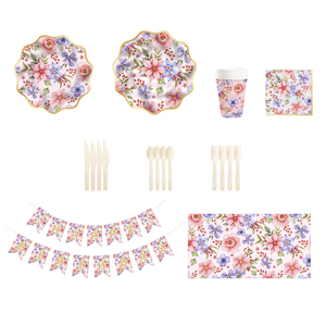 Platos y Servilletas con Diseño de Flores Silvestres DAMAI, Artículos para Fiestas, Platos de Papel Florales, Servilletas, Decoraciones para Baby Shower, Juegos de Vajilla - Product Image 5