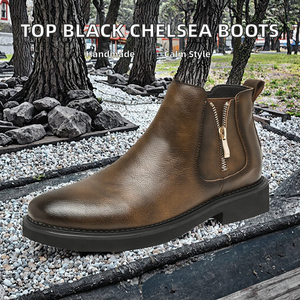 Botines Chelsea de Piel Auténtica Negra para Hombre, Diseño de Moda, Suela EVA Suave y Cómoda, Antideslizante, de Secado Rápido - Product Image 2