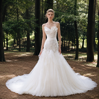 Robe de mariée évasée en satin plissé avec corsage drapé et dentelle en tulle, taille plus, sur mesure, vente en gros directe usine