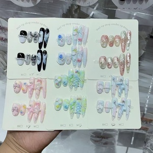 <span class=keywords><strong>Uñas</strong></span> Postizas <span class=keywords><strong>de</strong></span> Fábrica OEM, Diseño Mixto Adorable con Lazo, Perlas y Estilo Teddy, <span class=keywords><strong>Uñas</strong></span> Acrílicas <span class=keywords><strong>en</strong></span> Tonos Pastel, Venta al Por Mayor, Set Personalizado - Product Image 3