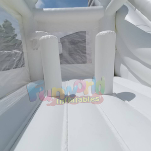 Château gonflable géant d'extérieur pour enfants, structure de jeux gonflable blanche avec toboggan - Product Image 5