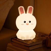 Lampe de nuit en silicone en forme de lapin mignon, LED rechargeable, commande tactile, intensité réglable, lampe en forme de lapin, décoration de chambre d'enfant, décoration de crèche