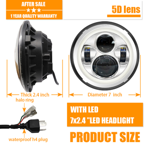 <span class=keywords><strong>Phare</strong></span> rond <span class=keywords><strong>LED</strong></span> pour motos, DRL, avec yeux d'ange blancs en Halo, H4, 7 pouces, 2 pièces - Product Image 4